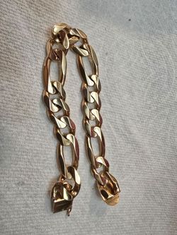 14k solid gold Figaro style bracelet for men