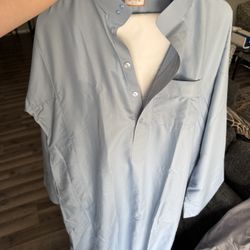 Brand new Al-Aseel Summer Thobe Curved Collar الأصيل (light blue with white pants)
