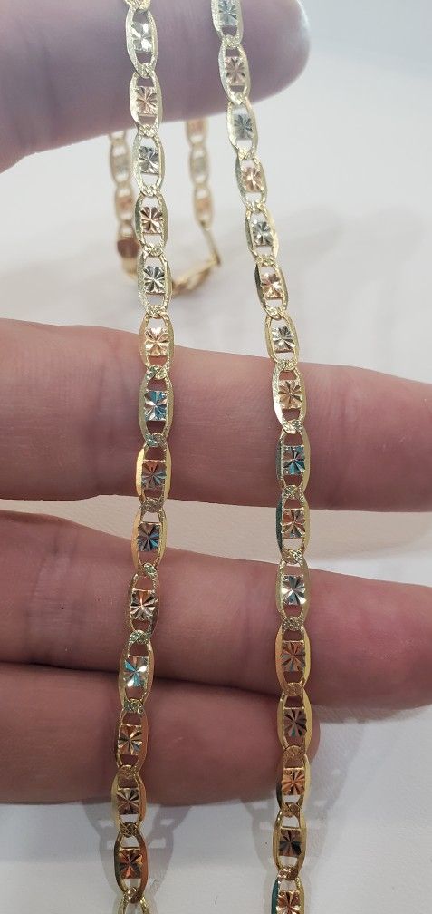 New 14k Tri Color Gold Chain