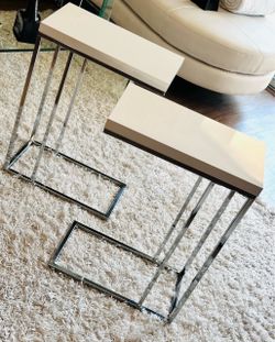 Modern C - Shaped Side Tables White Chrome