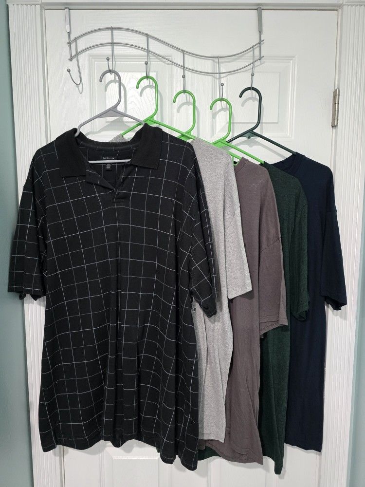 For 5 Mens shirts size XL assorted styles polo style 2 different minions USA and bourbon wingman Good Condition
