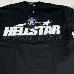 Hellstar Black Graphic Print Cotton Jersey Crew Neck T-Shirt Men's Short Sleeve