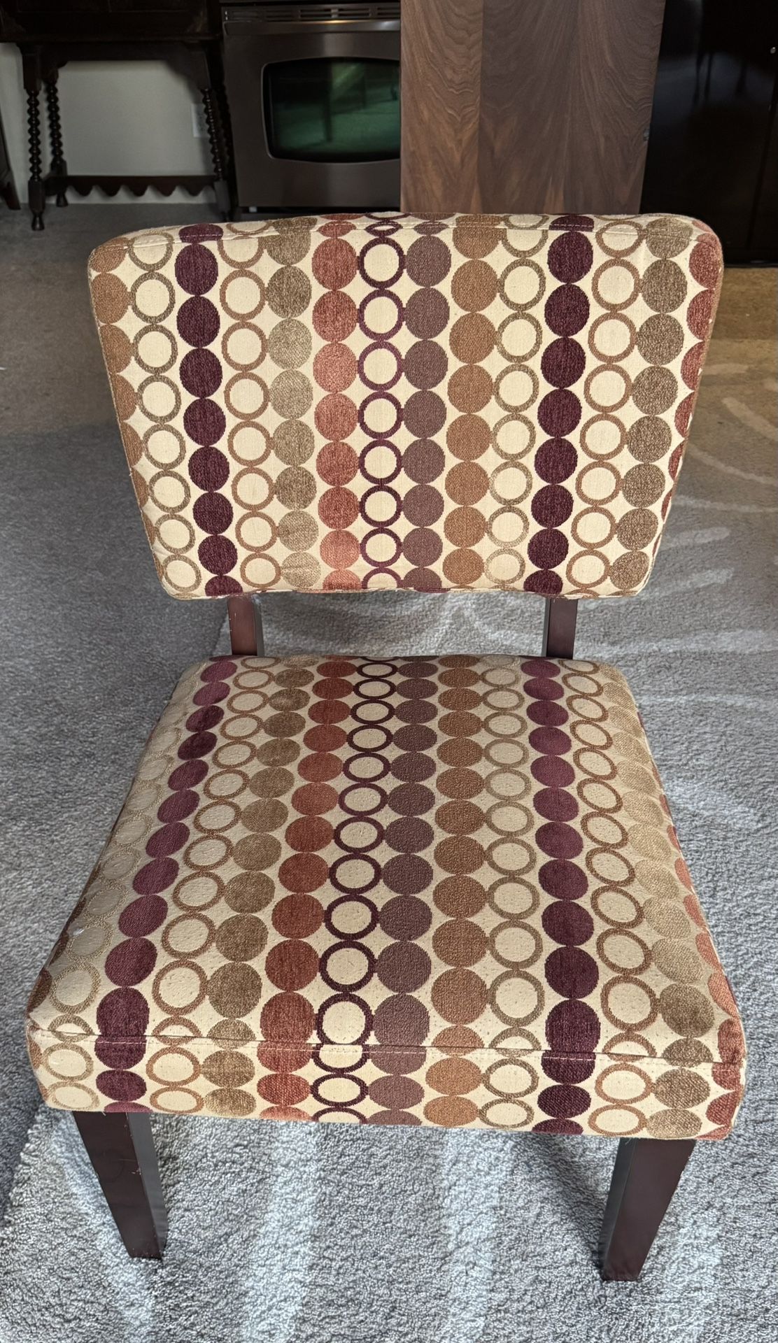 Modern Upholstered Occasional Chair - Warm Tones, Circle Pattern