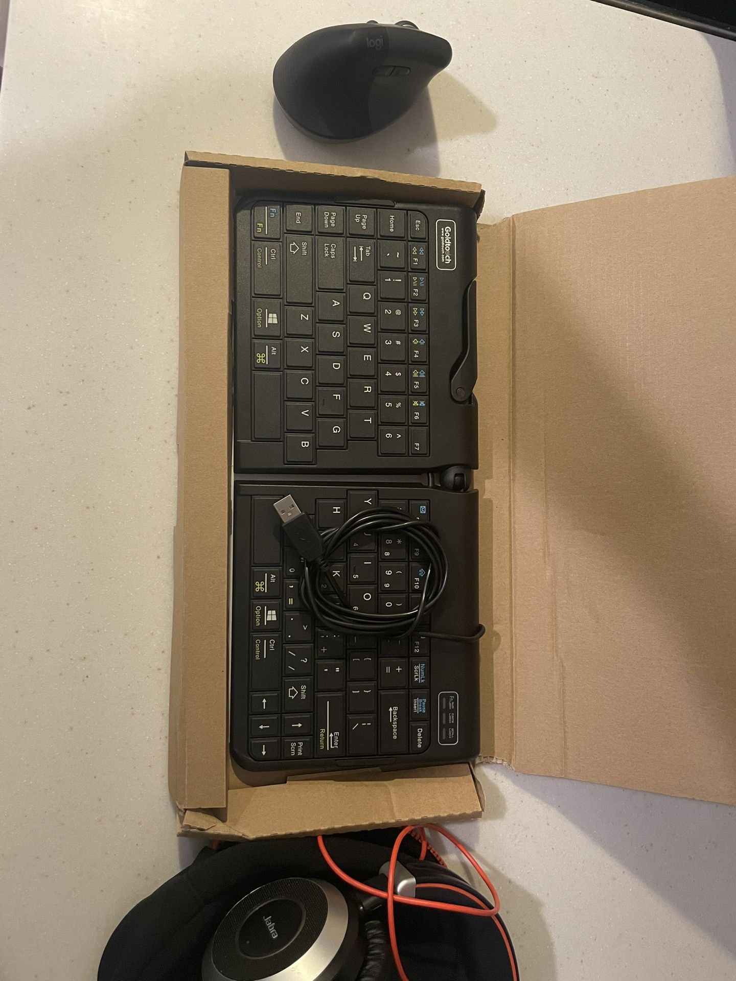 Computer Keyboard, Left Handed Mouse, Head set