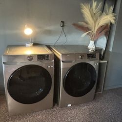 Samsung Front-Load Washer & Dryer Set – Champagne color (Like New), Stackable