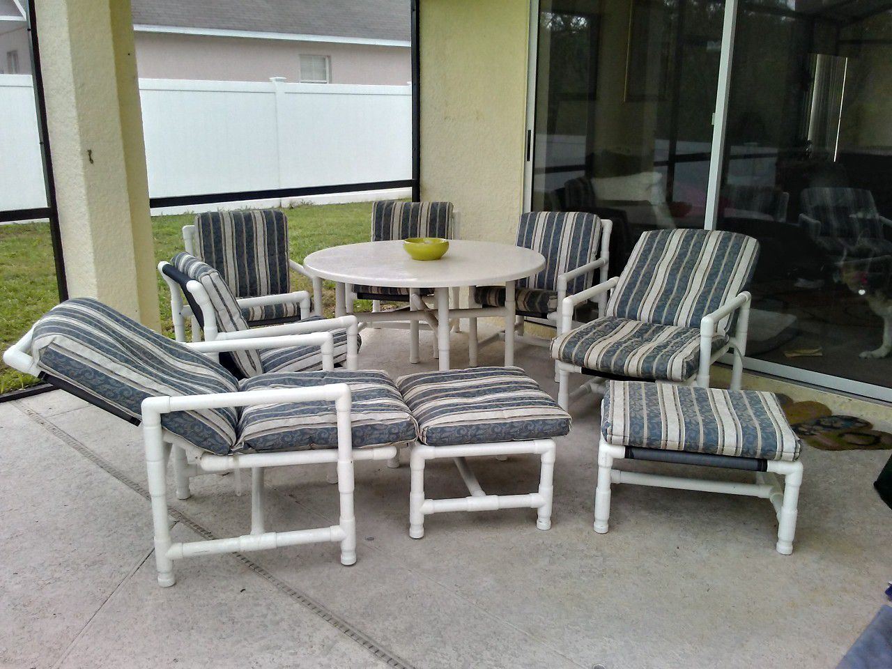 9 piece pipe patio furniture with cushions