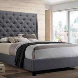 Gray King Size Bed Frame 