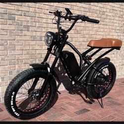 1000 Watt Electric Chopper Style E-Bike, 32mph, Throttle, Pedal Assist, Full Suspension 
