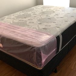 New Queen Mattress And Box Spring 2 Pc Bed Frame  Is Not Included 