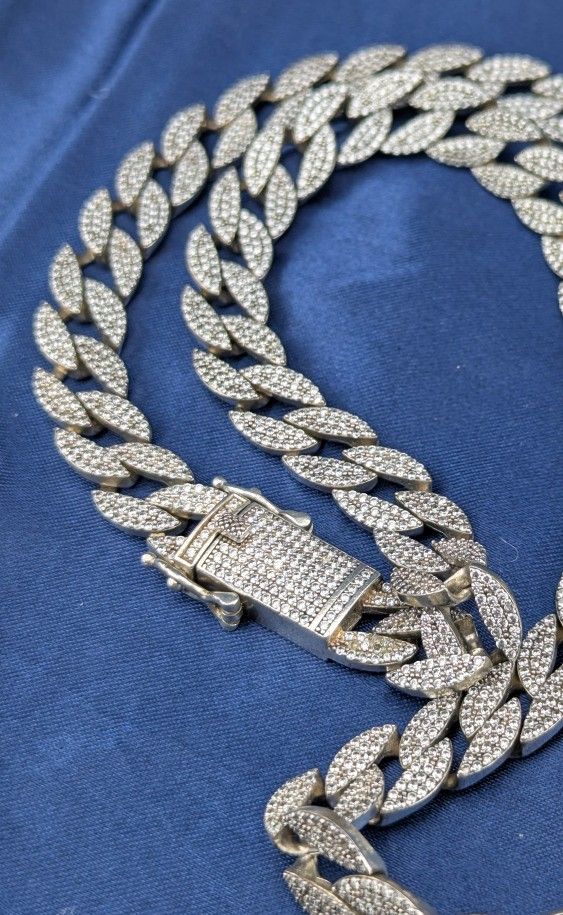 Enchanted Silver Elegance 925 Silver Cubic Zirconia Micro Setting Chain for Men