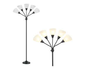HonoDing Medusa Floor Lamps Standing Lamps 5 Heads Adjustable Reading Light Large Shade Use E26 A19 Bulb Floor Lamps for Living Room Bedroom (Black)