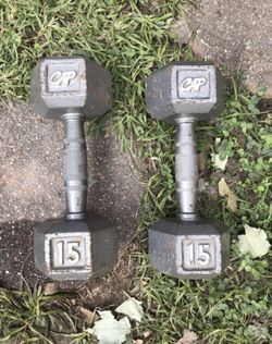 2-15lbs cast iron dumbbells