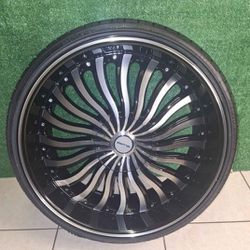 22" ELURE ELR33 BLACK AND MACHINED FACE RIMS AND TIRES BUNDLE