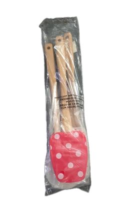 AVON Holly Dot Spatulas Silicone w/Wood Handles for Hanging 13.5" L Set of 3 New