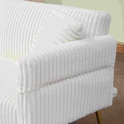 79 inch corduroy sofa bed, foldable double sofa bed with folding armrests, suitable for living rooms and small spaces