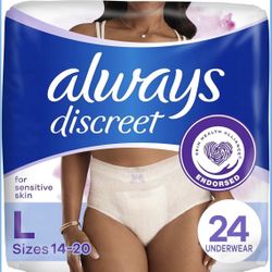 Always Discreet For Sensitive Skin Underwear 24 Count 