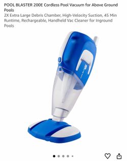 POOL BLASTER 200E Cordless Pool Vacuum for Above Ground Pools 2X Extra Large Debris Chamber, High-Velocity Suction, 45 Min Runtime, Rechargeable, Hand