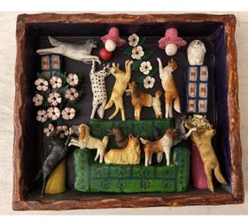 Vintage Peruvian Clay Folk Art Animals DOGS Heavy Signed Jimenez 8” X 9”