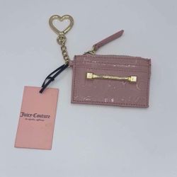 Juicy Couture Pink Card Holder with Heart Keychain