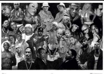 Rapper Reunion Black & White Wall Poster 36"x24