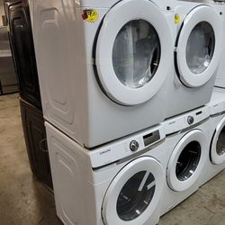 New Dented Samsung 4.5cu Ft Front Load Washer And Stackable Electric 220volt Dryer Set 