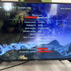 43 Inch Hisense Smart TV With Remote