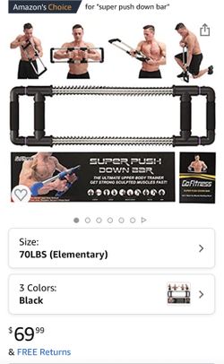 GoFitness Push Down Bar Machine - Chest Expander at Home Workout Equipment - Portable Spring Resistance Exercise Gym Kit for Home, Travel or Outdoors