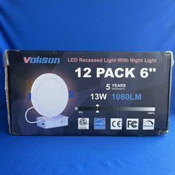 LED Recessed Light with Night Light - 12 Pack, 6”