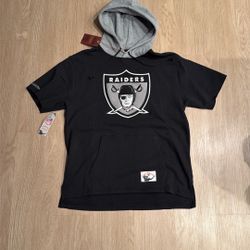 Size Large - Mitchell And Ness NFL Football LA Las Vegas Raiders Cut Off Sweater Hoodie Jacket - Nike Sports Vintage New Era 47