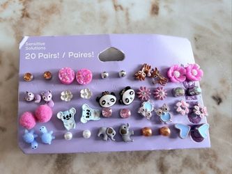 Claire’s Sensitive Solution Stud Earrings Flower Koala 20 Pairs Brand New