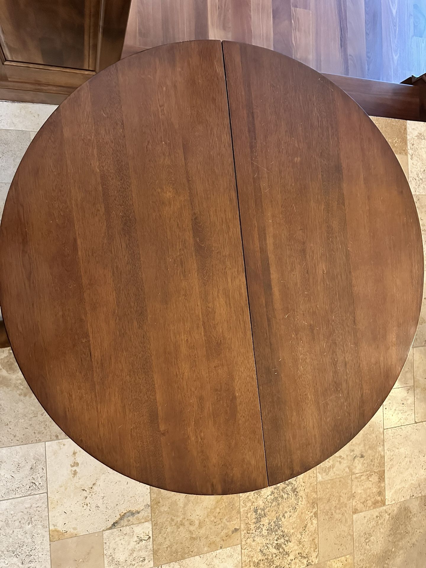 Pottery Barn Owen table with Pottery Barn Aaron chairs and glass topper $500