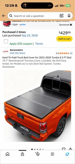 Toyota Tundra hard bed tonneau cover, 6.5 foot Toyota tundra 2022 to 2026, brand new