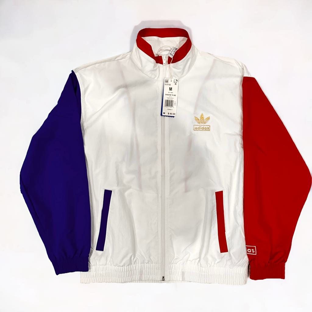 NEW Adidas Original Shadow Trefoil Windbreaker Jacket GL5132 Men 2XL Red Wht Blue