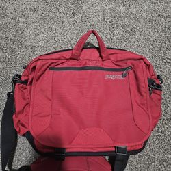 JanSport Red Messenger Laptop Bag Padded Strap School Work Travel