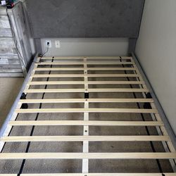 Grey Suede Bed Frame