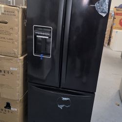 Brand new 30" Inch black French door bottom freezer Refrigerator with water dispenser and ice maker 