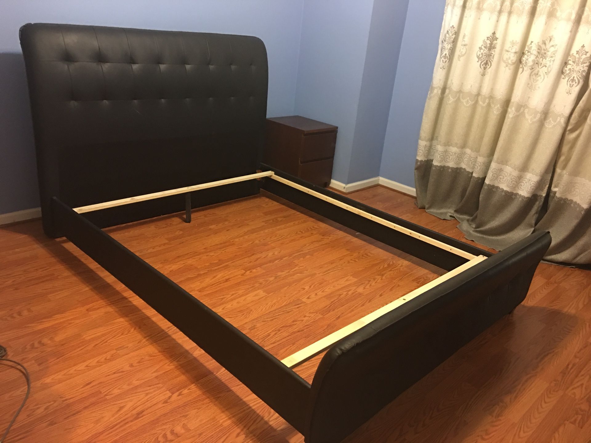 Black leather queen bed frame ONLY