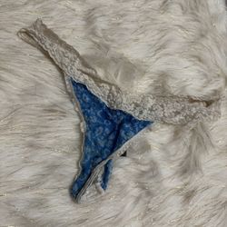 Panties Lingerie Blue White Lace 
