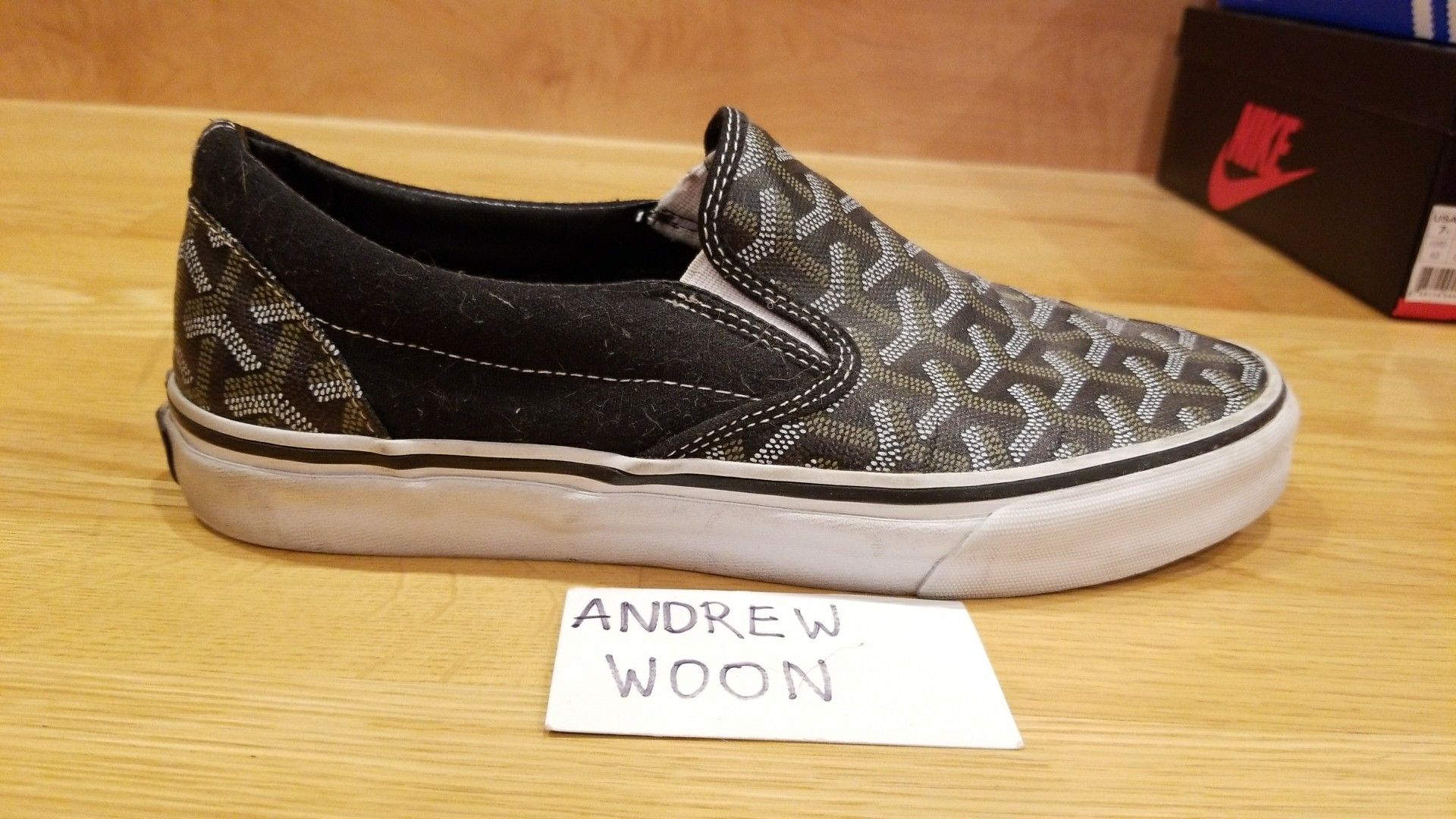 NEW Vans X Goyard Custom Made Slip-On Black Christpher Wanton Style RARE