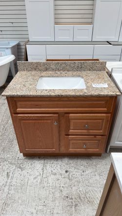 Brown bathroom vanity 36”w