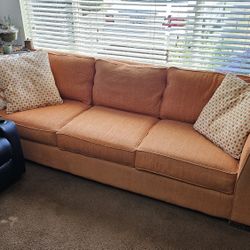 8' Couch, Comfy, 3 Throw Pillows, Washable Covers $200