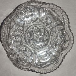 10" Vintage Sawtooth Edge Crystal Serving Plate