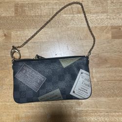 Louis Vuitton Damier Ebene Trunks Pochette Milla Wristlet Bag