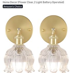 Ffvu New Vintage Battery Rgb Set Of Wall Sconces W Flowered Lampshade/Remote