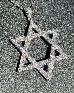 Jewelry 18k solid white gold natural diamond 1.50CTW Star of David ✡️ pendant charm