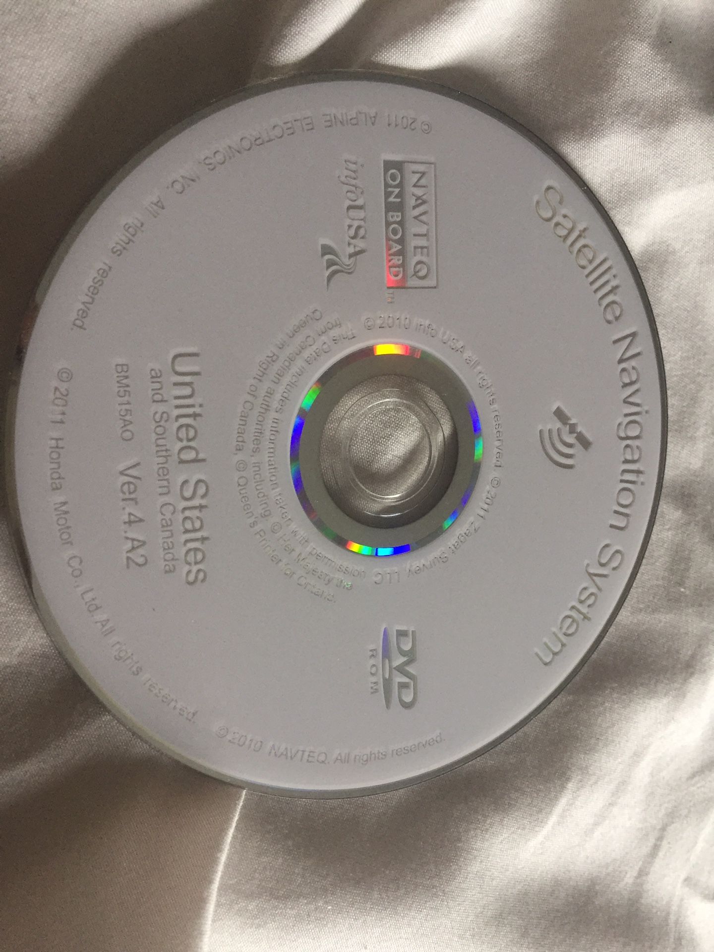 Honda Acura Navigation DVD Map Disc BM515AO Ver 4.A2 2012 Update