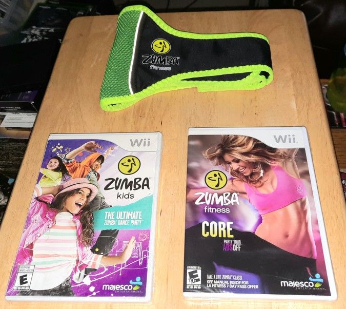 (2) New Sealed Wii Zumba (1) Wii Opened Used Zumba Fitness 2, And (1) Fitness Belt, Wii Zumba Fitness Core, 