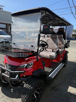 Red 6-Seat Electric Golf Cart