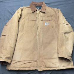 Men’s Vintage Carhartt Arctic Quilt Lined Cotton Duck Winter Coat C03 BRN - Size 46