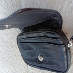Black Faux Alligator Skin Coin Purse
